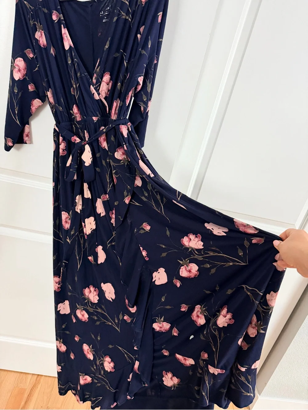 Isabel Maternity by Ingrid & Isabel Navy Maxi Dress with Pink Floral Print - Picture 7 of 14
